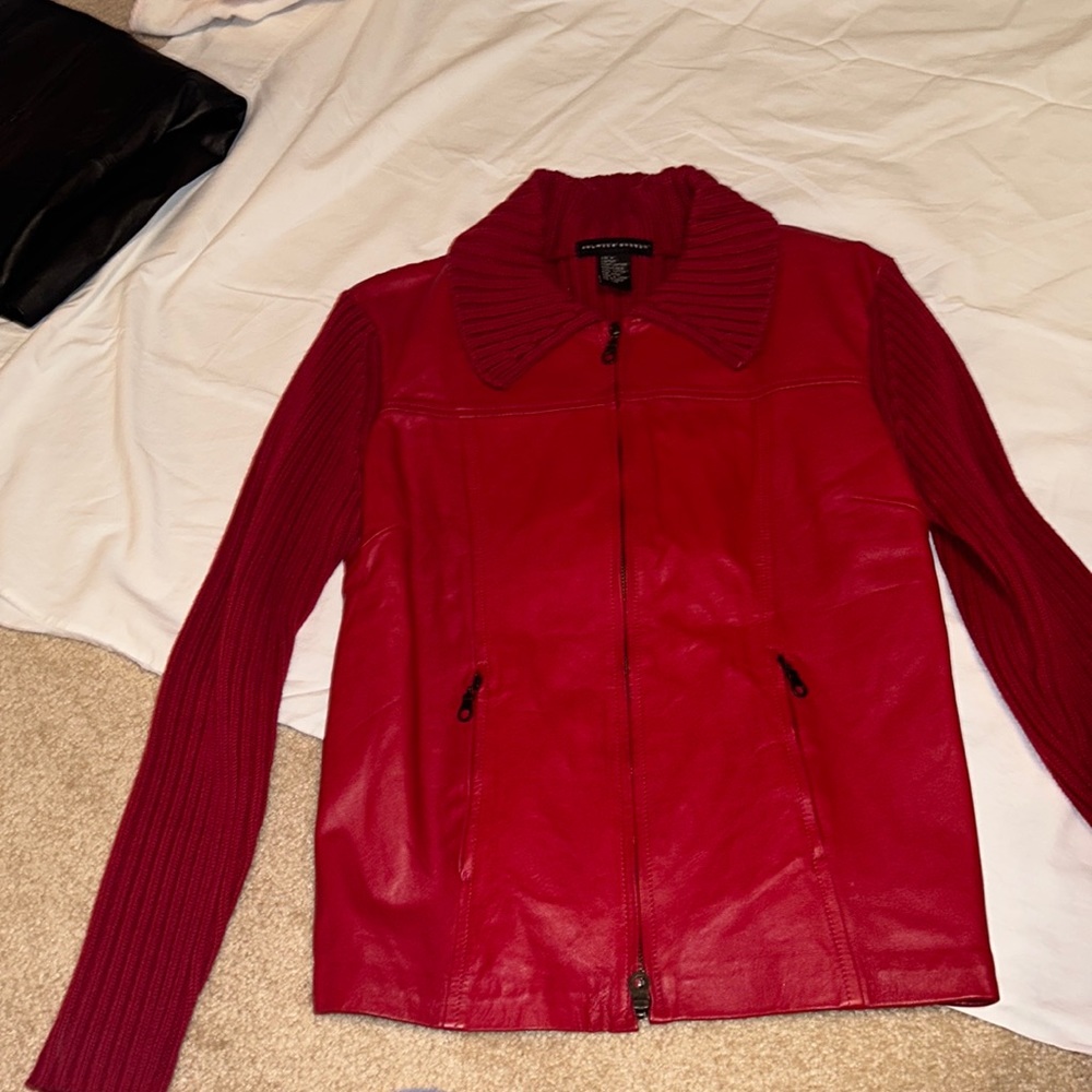 Maurice Sasson genuine red leather sweater, size medium
